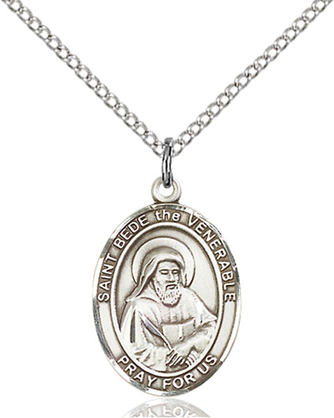 Sterling Silver Saint Bede the Venerable Necklace Set