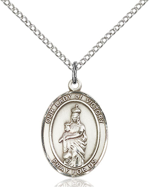Sterling Silver Our Lady of Victory Necklace Set