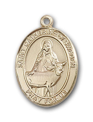 14K Gold Saint Catherine of Sweden Pendant