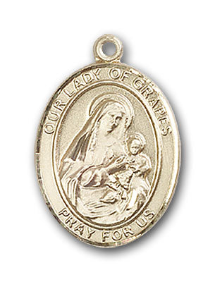 14K Gold OUR LADY of Grapes Pendant