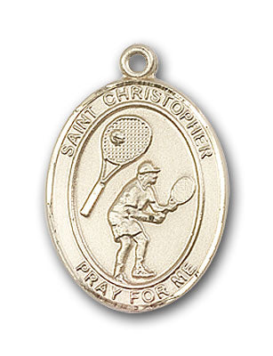 14K Gold Saint Christopher Tennis Pendant