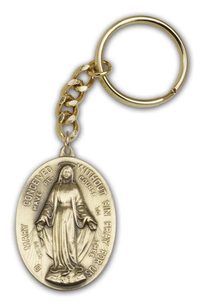 Antique Gold Immaculate Conception Keychain