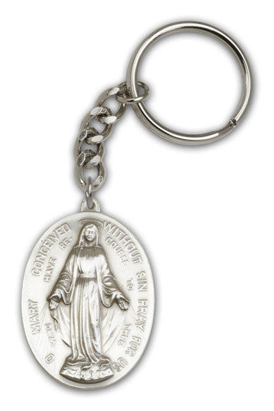Antique Silver Immaculate Conception Keychain