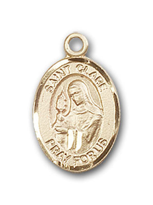 14K Gold Saint Clare of Assisi Pendant