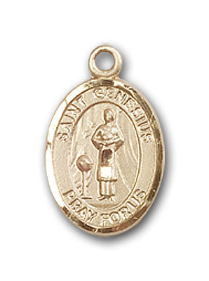 14K Gold Saint Genesius of Rome Pendant
