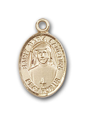 14K Gold Saint Maria Faustina Pendant