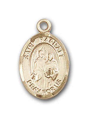 14K Gold Saint Raphael the Archangel Pendant