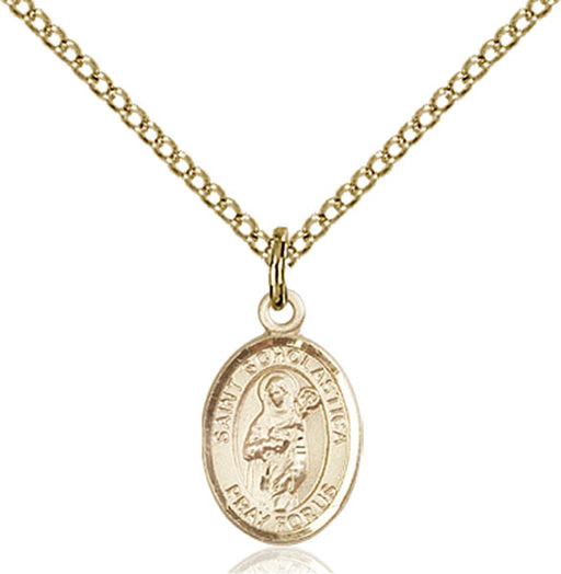 Gold-Filled Saint Scholastica Necklace Set