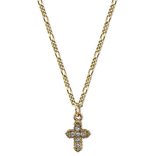 14K Gold-Dipped Crystal Hope Cross Pendant Necklace