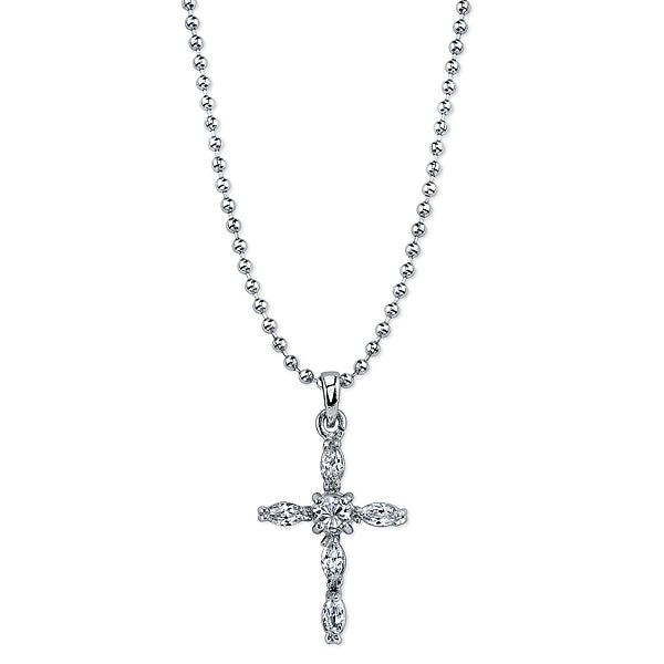 Silver-Tone Cross Pendant Necklace