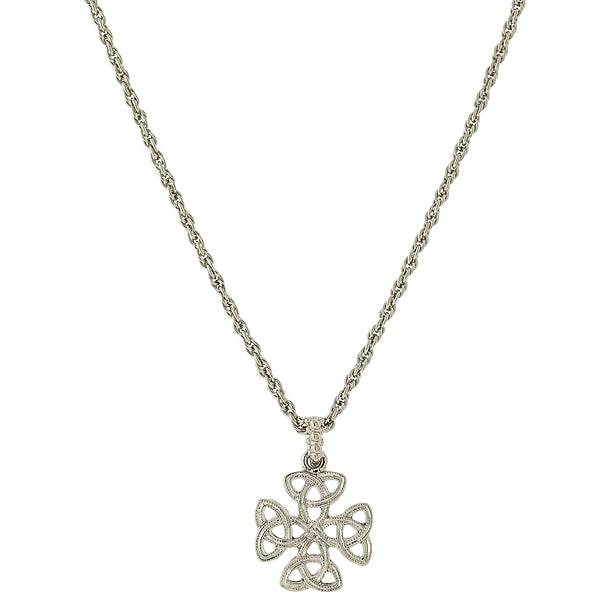 Silver-Tone Celtic Trinity Cross Necklace