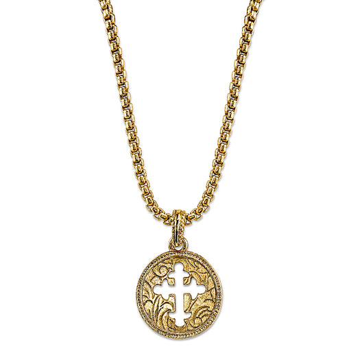 14K Gold-Dipped Coin Cross Necklace