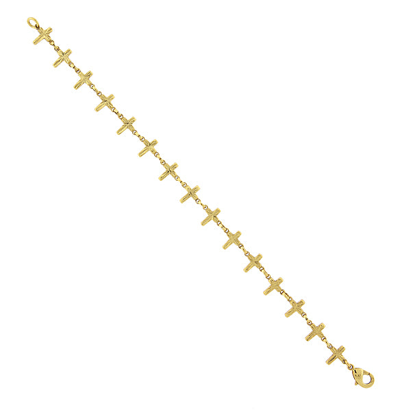 14K Gold-Dipped Fancy Cross Bracelet