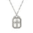 Silver-Tone Frosted Stone with Crystal Cross Large Pendant Necklace