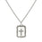 Silver-Tone Frosted Stone with Crystal Cross Large Pendant Necklace