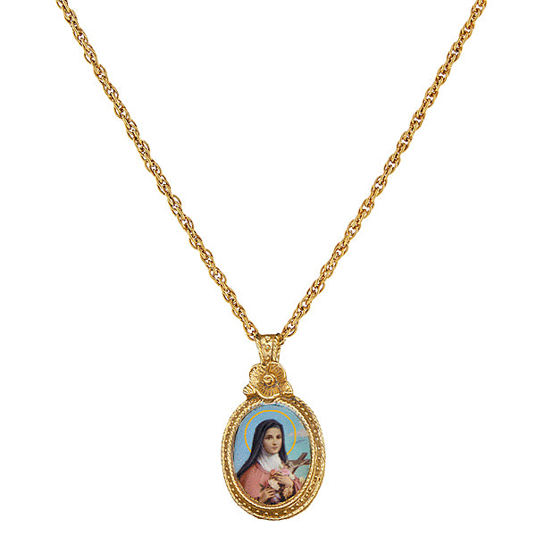 14K Gold-Dipped Saint Therese Medallion Necklace