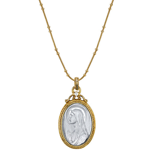 14K Gold-Dipped and Silver-Tone Crystal Virgin Mary Medallion Necklace