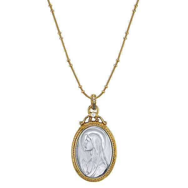 14K Gold-Dipped and Silver-Tone Crystal Virgin Mary Medallion Necklace