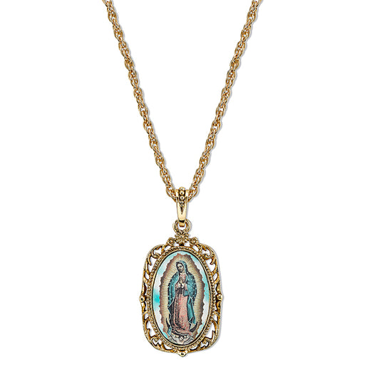 14K Gold-Dipped Enamel Lady Of Guadalupe Medallion Necklace