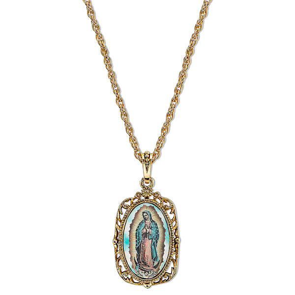 14K Gold-Dipped Enamel Lady Of Guadalupe Medallion Necklace