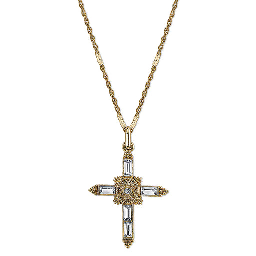 14K Gold-Dipped Crystal Cross Pendant Necklace