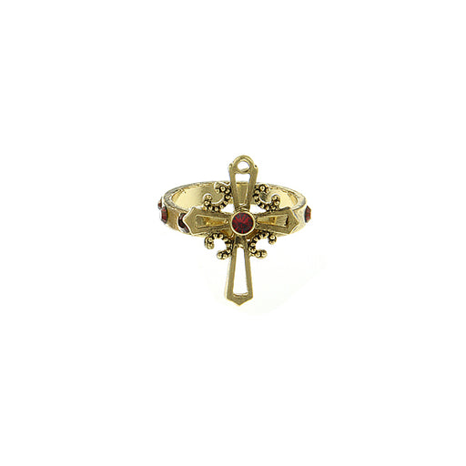 Carded 14K Gold-Dipped Red Cross Ring Size 7.0