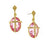 14K Gold-Dipped Rose Pink Color Oval Stone with Cross Earrings