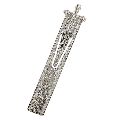 Silver-Tone and Crystal Cross Large Bookmark