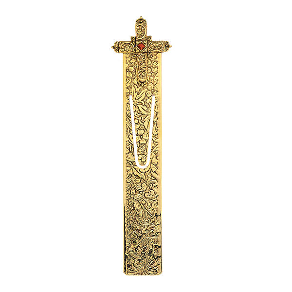 14K Gold-Dipped Red Crystal Renaissance Cross Large Bookmark