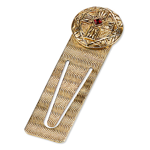 14K Gold-Dipped Red Crystal Sistine Cross Small Bookmark
