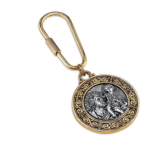 14K Gold-Dipped and Silver-Tone Saint Christopher Key Fob