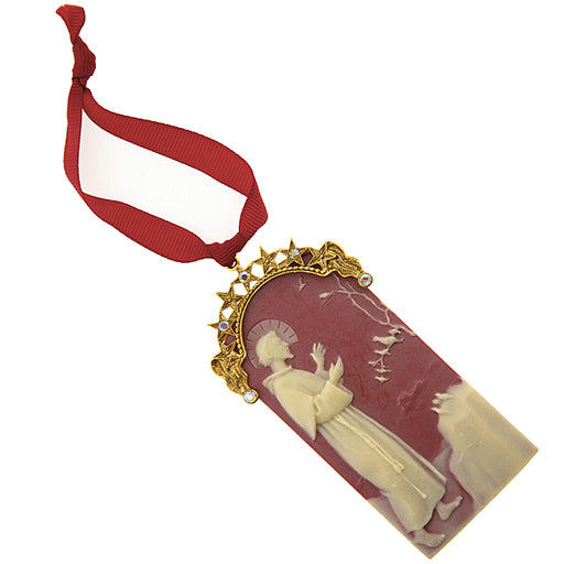 14K Gold-Dipped and Crystal AB Saint Francis of Assisi Cameo Ornament