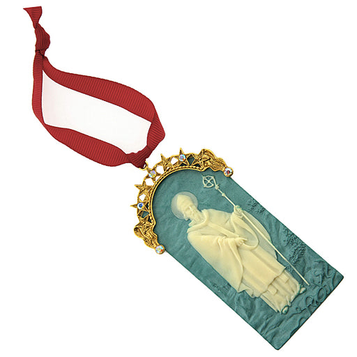 14K Gold-Dipped and Crystal AB Saint Patrick Cameo Ornament