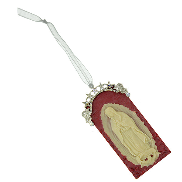 Silver-Tone and Crystal AB Our Lady of Guadalupe Cameo Ornament