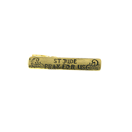 14K Gold-Dipped Saint Jude Pray for Us Tie Bar Clip
