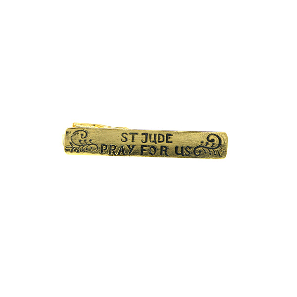 14K Gold-Dipped Saint Jude Pray for Us Tie Bar Clip