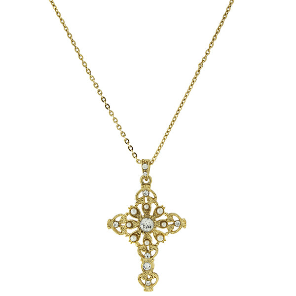 14K Gold-Dipped Crystal Cross Necklace