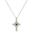 Silver-Tone Blue and Crystal Cross Necklace