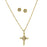 14K Gold-Dipped Crystal Cross Necklace and Earrings Set