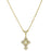 14K Gold-Dipped Simulated Oval Pearl Crystal Cross Necklace