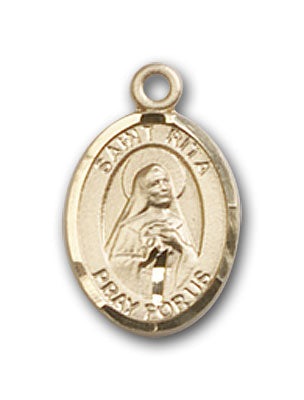 14K Gold Saint Rita of Cascia Pendant