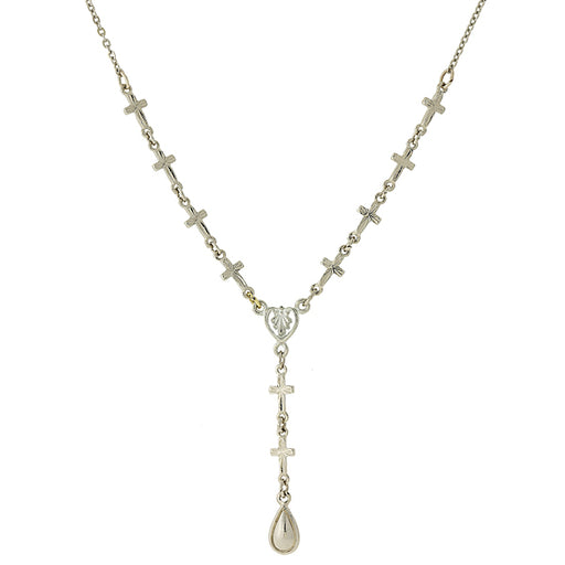 Silver-Tone Cross Chain Y-Necklace