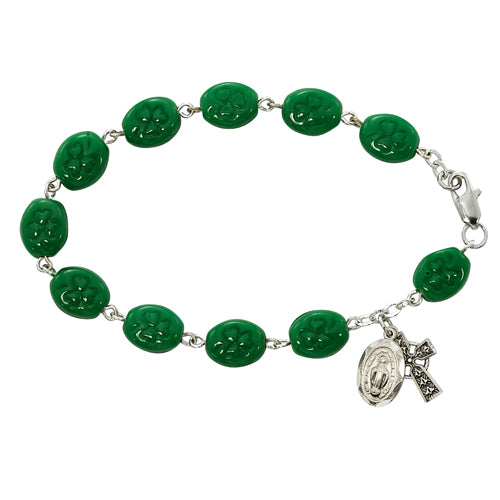 7 1/2-inch Green Shamrock Bracelet