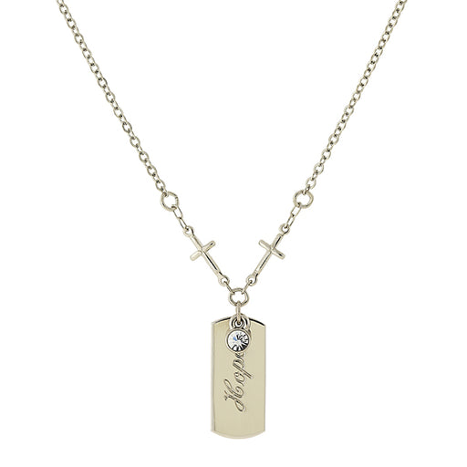 Silver-Tone Crystal Cross Chain Hope Necklace