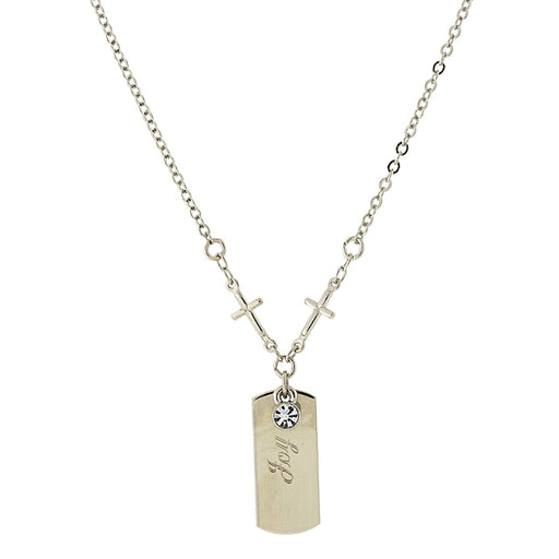 Silver-Tone Crystal Cross Chain Joy Necklace