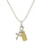 Silver-Tone Chain and 14K Gold-Dipped Love Bar and Cross Charm Necklace