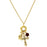 14K Gold-Dipped Red Stone and Cross Charm Necklace