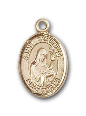 14K Gold Saint Gertrude of Nivelles Pendant