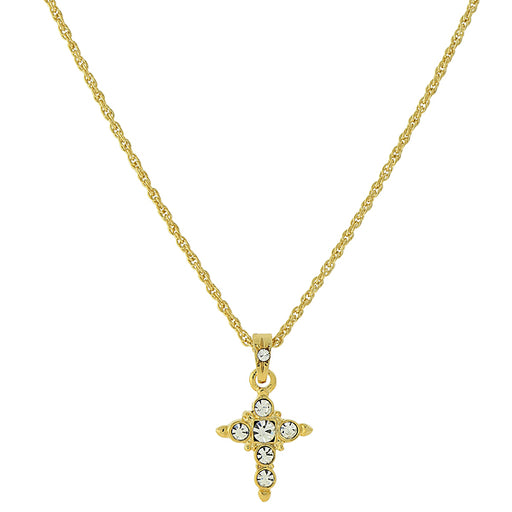 14K Gold-Dipped Crystal Cross Pendant Necklace