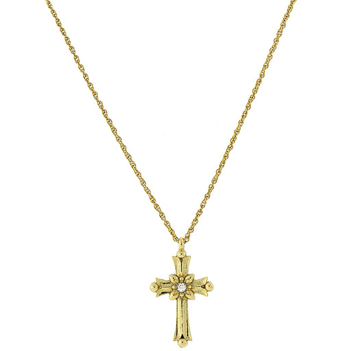 14K Gold-Dipped Crystal Cross Necklace